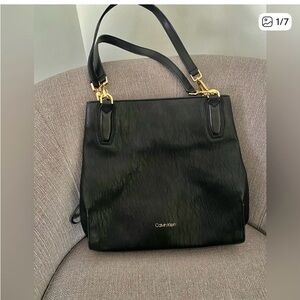 Calvin Klein Black Tote Bag with Gold Accents